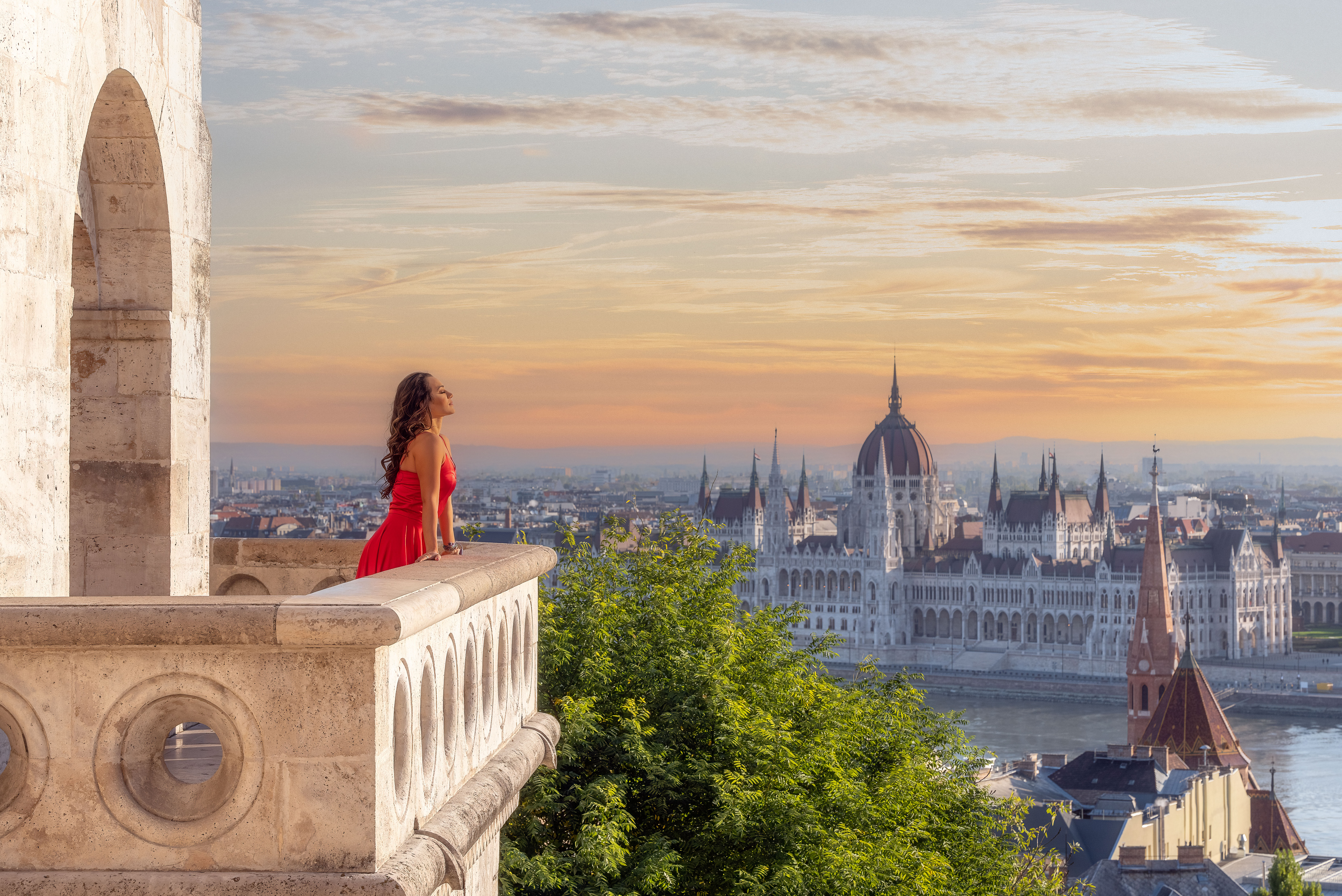 Overlooking the Danube and Budapest Parliament