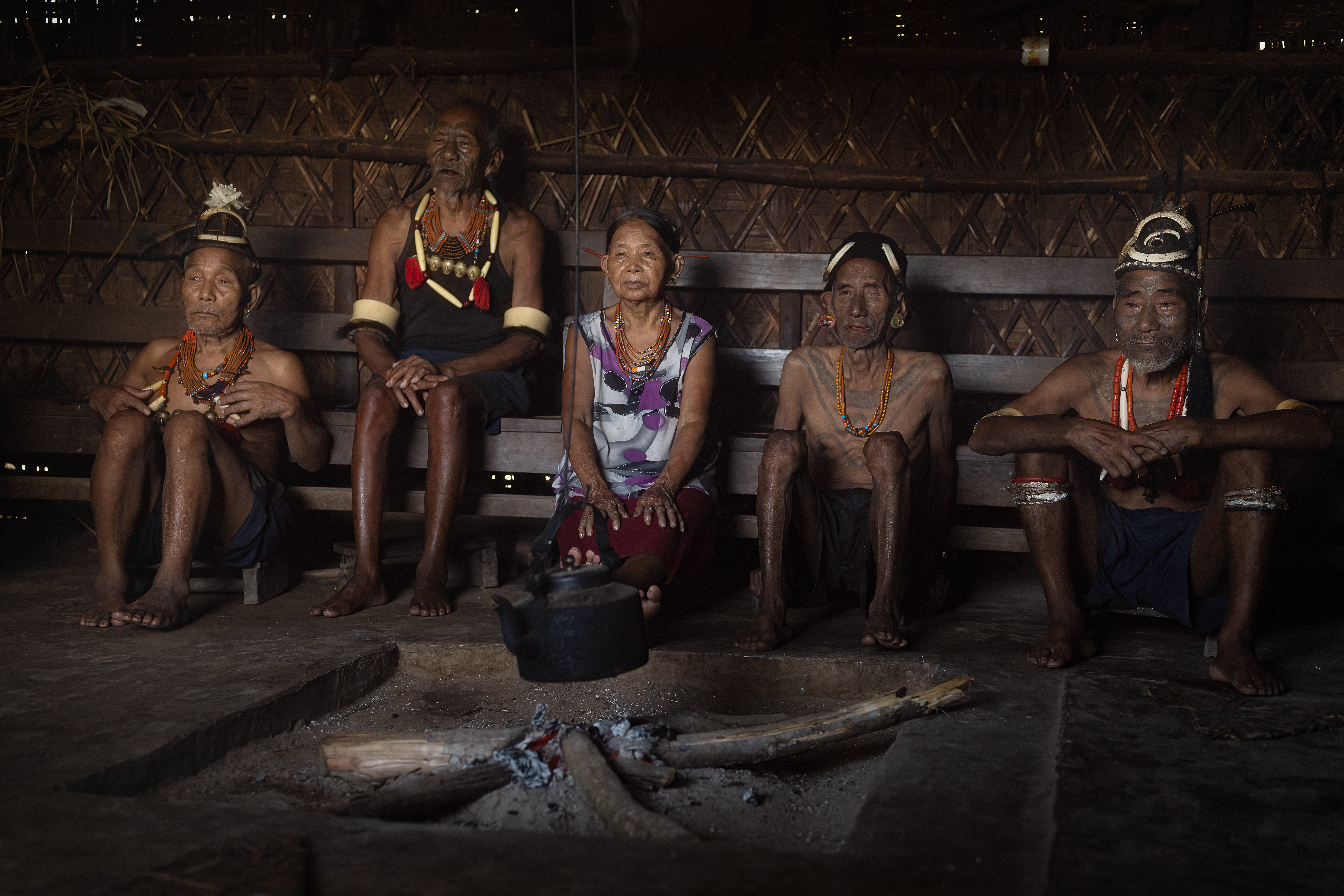 Elders of this Konyak tribe in Nagaland, including the Queen of the village.