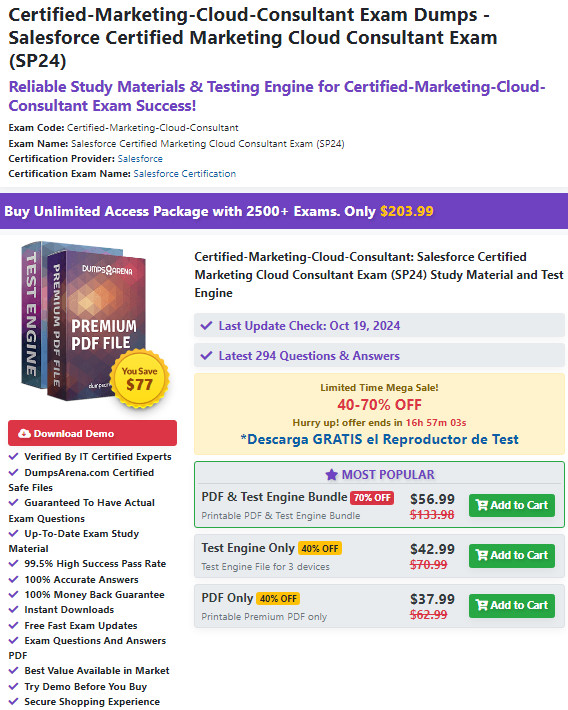 Marketing Cloud Consultant Exam - DumpsArena Has You Covered